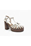 Closed Toe Platform Heeled Beige Color Stylish Sandal Shoes - 5