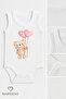 3-Piece Baby Body Set 100% Cotton Teddy Bear Patterned Baby Bodysuit Sleeveless Snap Fastener Bodysuit - 5