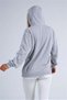 Gray Hooded Kangaroo Pocket Ribbon Sweatshirt - 5