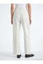 New Season from Güli̇s Gi̇yi̇m Ecru Loose Fit Striped Linen Blend Women's Pleated Trousers - 4