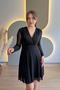 Black Tulle Dress with Ruffles and Stones - 8