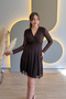 Brown Tulle Dress with Ruffles and Stones - 3