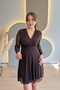 Brown Tulle Dress with Ruffles and Stones - 4