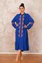 Cobalt Blue Long Shirt Dress with Embroidered Front and Sleeves and Ruffled Skirts - 2
