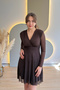 Brown Tulle Dress with Ruffles and Stones - 6