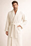 Men's Striped Bathrobe 100% Cotton Certified Şalyaka 1 Piece, Dressing Gown / Cream Bathrobe - 6