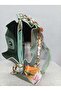 Women's Soft Leather 3-Compartment Handbag, Shoulder Bag with Scarf and Chain Accessories - 3
