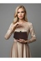 Brown Z.A.R.A. Satin Crystal Stone Embroidered Chain Women's Evening Dress Bag Wedding Engagement Graduation