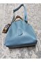 Women's Soft Leather 3-Compartment Handbag, Shoulder Bag with Scarf and Chain Accessories - 2