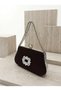 Brown Z.A.R.A. Satin Crystal Stone Embroidered Chain Women's Evening Dress Bag Wedding Engagement Graduation - 2