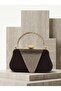 Brown Z.A.R.A. Satin Crystal Stone Embroidered Chain Women's Evening Dress Bag Wedding Engagement Graduation - 3
