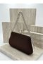 Brown Z.A.R.A. Satin Crystal Stone Embroidered Chain Women's Evening Dress Bag Wedding Engagement Graduation - 4