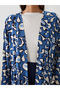 Peak New Season Shawl Collar Patterned Oversize Women's Kimono - 3