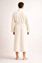 Men's Striped Bathrobe 100% Cotton Certified Şalyaka 1 Piece, Dressing Gown / Cream Bathrobe - 5