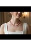 Coral Color Cube Cut Gold Detailed Natural Stone Agate Necklace
