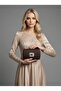 Brown Z.A.R.A. Satin Crystal Stone Embroidered Chain Women's Evening Dress Bag