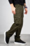 Khaki Wide Cut Gabardine Cargo Pants – Lycra Outdoor Style Multi-Pocket Men's Trousers 1705421 - 4