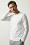 100% Cotton Single Jersey Long Sleeve Pajama Top Men's T-Shirt Compact Combed Cotton Comfortable Fit Tok Fabric White - 3