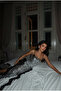 Black Paxton Sequin Rose Detail Long Slit Dress ATE-2613 - 2