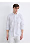 Nevavm Regular Fit Striped Men's Linen Blend Shirt with Difference