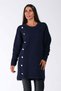 Navy Blue Crew Neck Ribbed Button Detailed Knitwear Sweater - 4