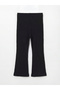 Black Elastic Waist Spanish Style Girls' Ribbed Leggings - 2