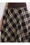 Brown Plaid A-Line Skirt with Zipper at the Waist - 4