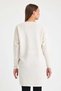 White Corded Buttoned Long Knitwear Cardigan - 5
