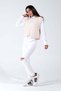 White V-Neck Crop Hair Knitted Knitwear Sweater - 4