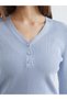 Trendlucky V-Neck Women's Knitwear Sweater with Difference in Color - 3