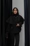 Black Trench Coat with Detachable Cape Detail - 3