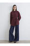 Lcw Modest Burgundy Belted Waist Oversized Women's Shirt Tunic - 2