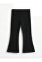 Black Elastic Waist Spanish Style Girls' Ribbed Leggings
