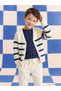 Lcw Kids Navy Blue V-Neck Striped Boy's Knitwear Cardigan
