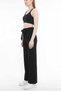 Women's Black High Waist Belted Pants Wide Leg - 7