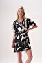 Short Sleeve Shirt Model Front Buttoned Geometric Pattern Bamboo Fabric Summer Women's Nightgown 26220 - 2
