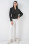Women's Tie-Front Striped Shirt 20362 - Black - 2