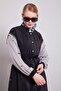 Black - Gray Trench Coat with Sleeve Embroidery Detail - 3