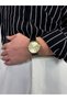 Vintage Dial Black Men's Wristwatch Stainless Steel Case Leather Band Durable Colorfast - 3