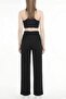 Women's Black High Waist Belted Palazzo Pants Wide Leg - 3