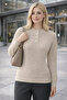 Women's Beige Knitwear Sweater Round Neck Buttoned Long Sleeve Basic Winter Soft - 2