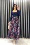 Chiffon Skirt with Elastic Waist - Navy Blue Dark Blue - 2