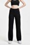Women's Black Vortex Fabric High Waist Wide Leg Pants - Non-Pilling Flexible Fabric - 2