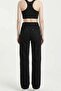 Women's Black Vortex Fabric High Waist Wide Leg Pants - Non-Pilling Flexible Fabric - 4