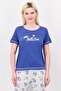 Women 2Pcs Snoopy Print Pajama Top And Pants Set, Blue - 2