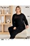 Milan Fabric Large Size Long Sleeve Crew Neck Pajama Set