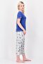 Women 2Pcs Snoopy Print Pajama Top And Pants Set, Blue - 3