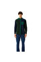 Men's Regular Fit Buttoned Collar Color Blocked Dark Green Shirt - 3