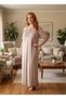 New Season Powder Elegant Lace Embroidered Summer Full Length Short Sleeve Plus Size Nightgown - 2