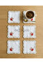 6 Linen Fabric Embroidered Coffee Side Cocktail Napkins & Coasters Serving Napkins - 2